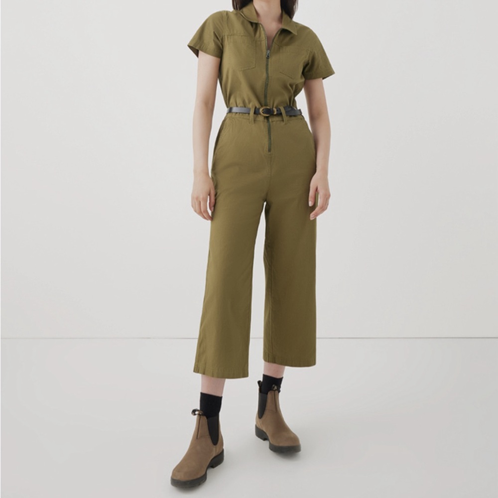 Pact Organic Boulevard Brushed Twill Zip Front Jumpsuit